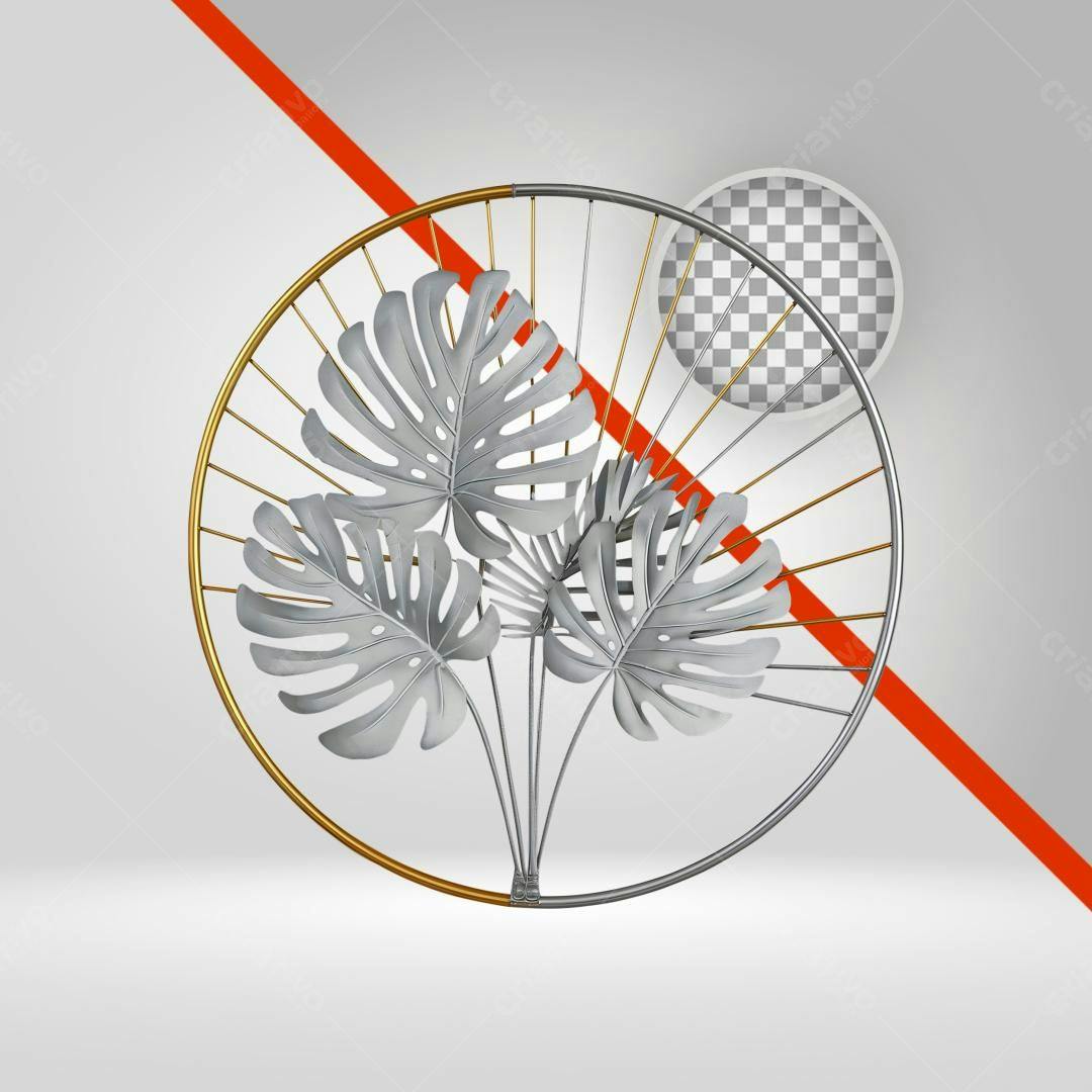 Icone Monstera Prata e Dourado PNG com fundo transparente