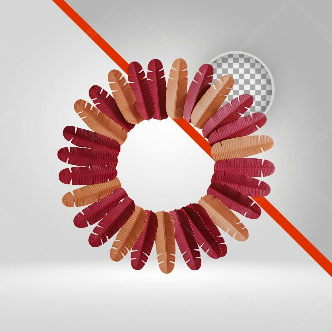 Moldura PNG com fundo transparente Folhas Vermelhas e Bege