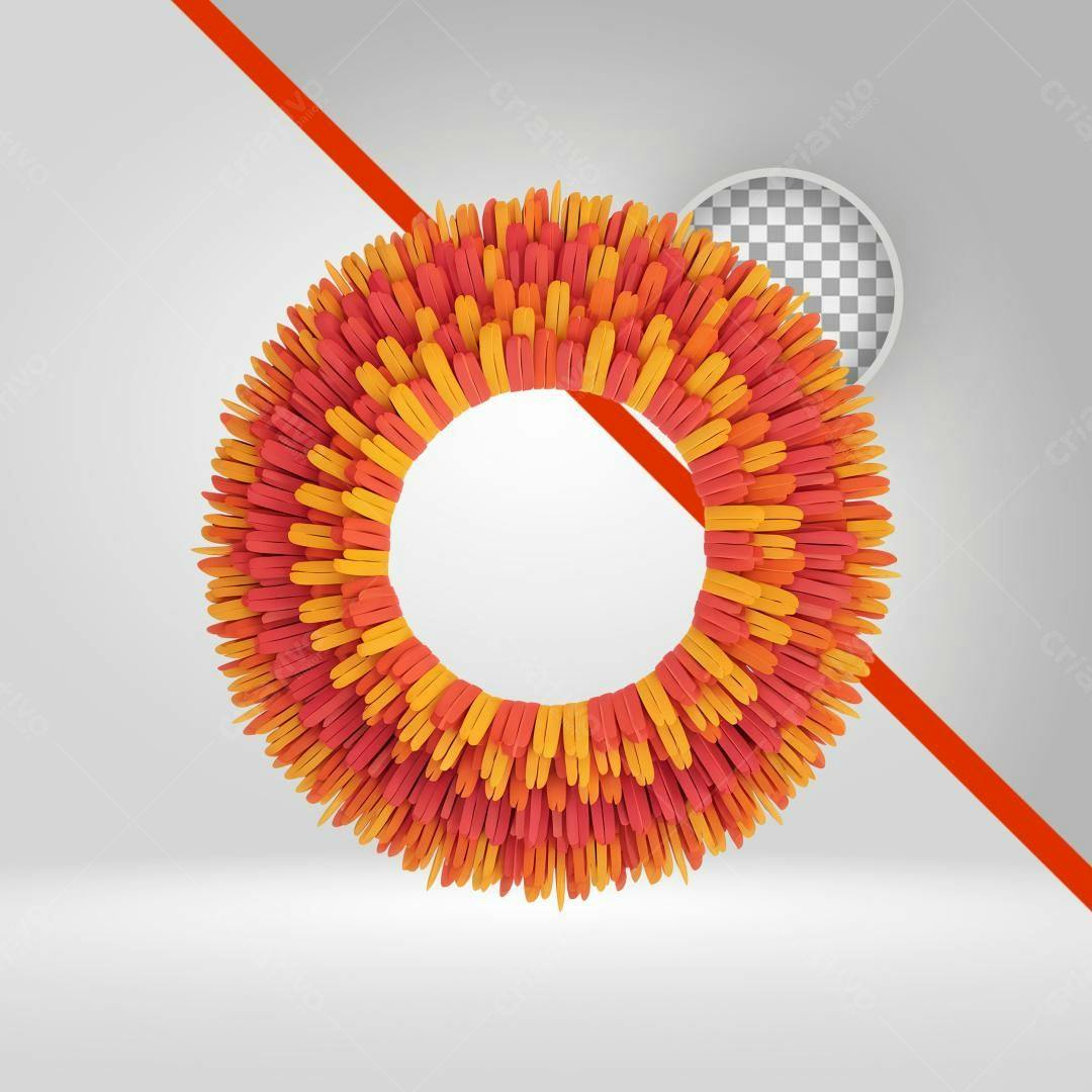 Moldura PNG com fundo transparente tons laranja e vermelho