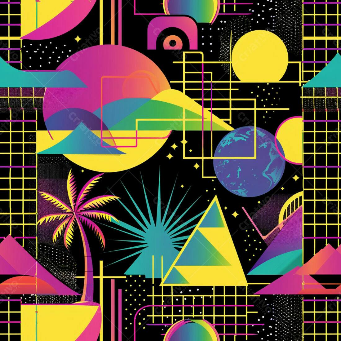 Textura Geométrica Neon para Fundo