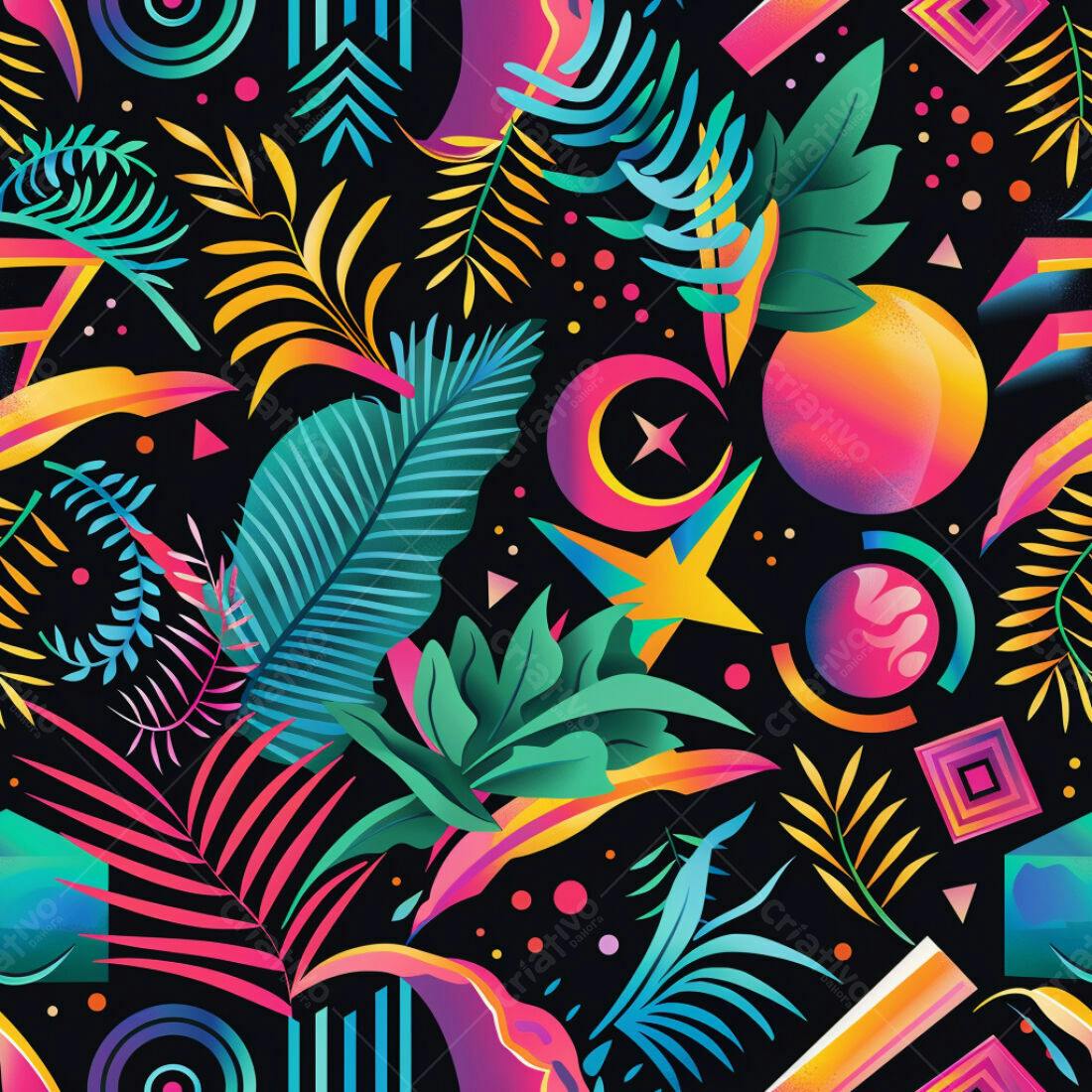 Textura Tropical Neon para Fundo