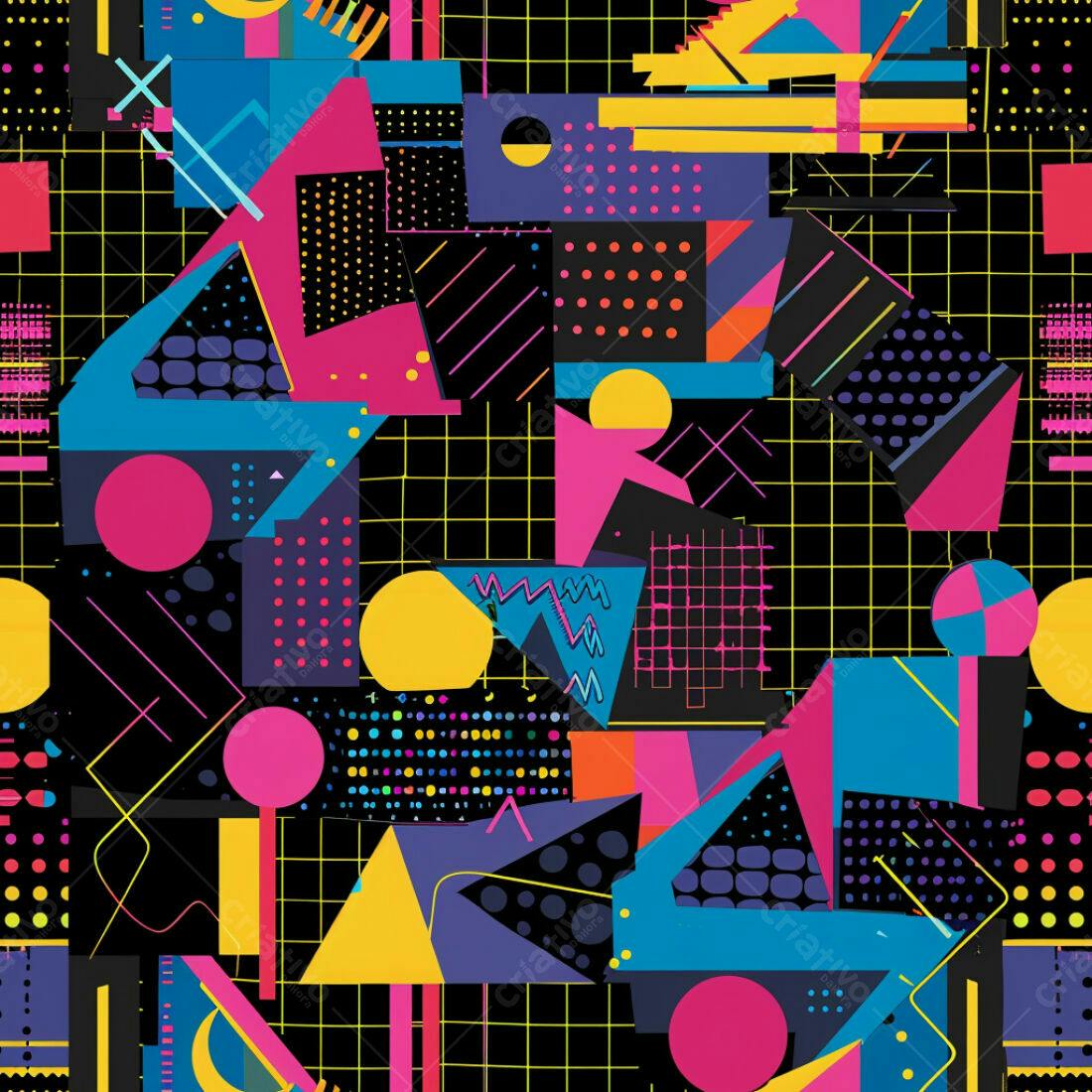 Textura Geométrica Neon para Fundo