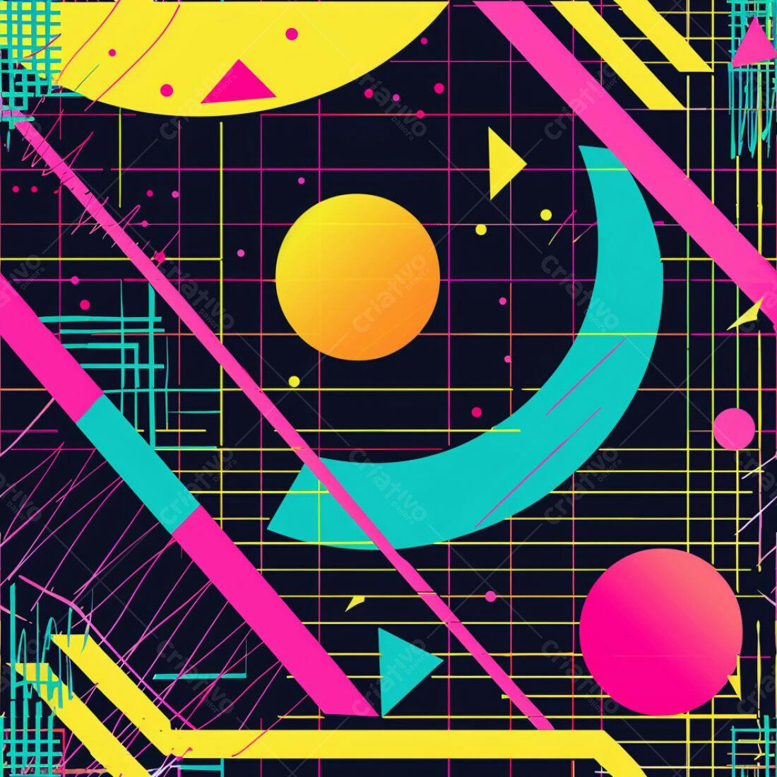 Textura Geométrica Neon para Fundo