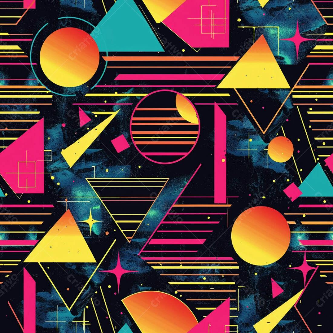 Textura Geométrica Neon para Fundo