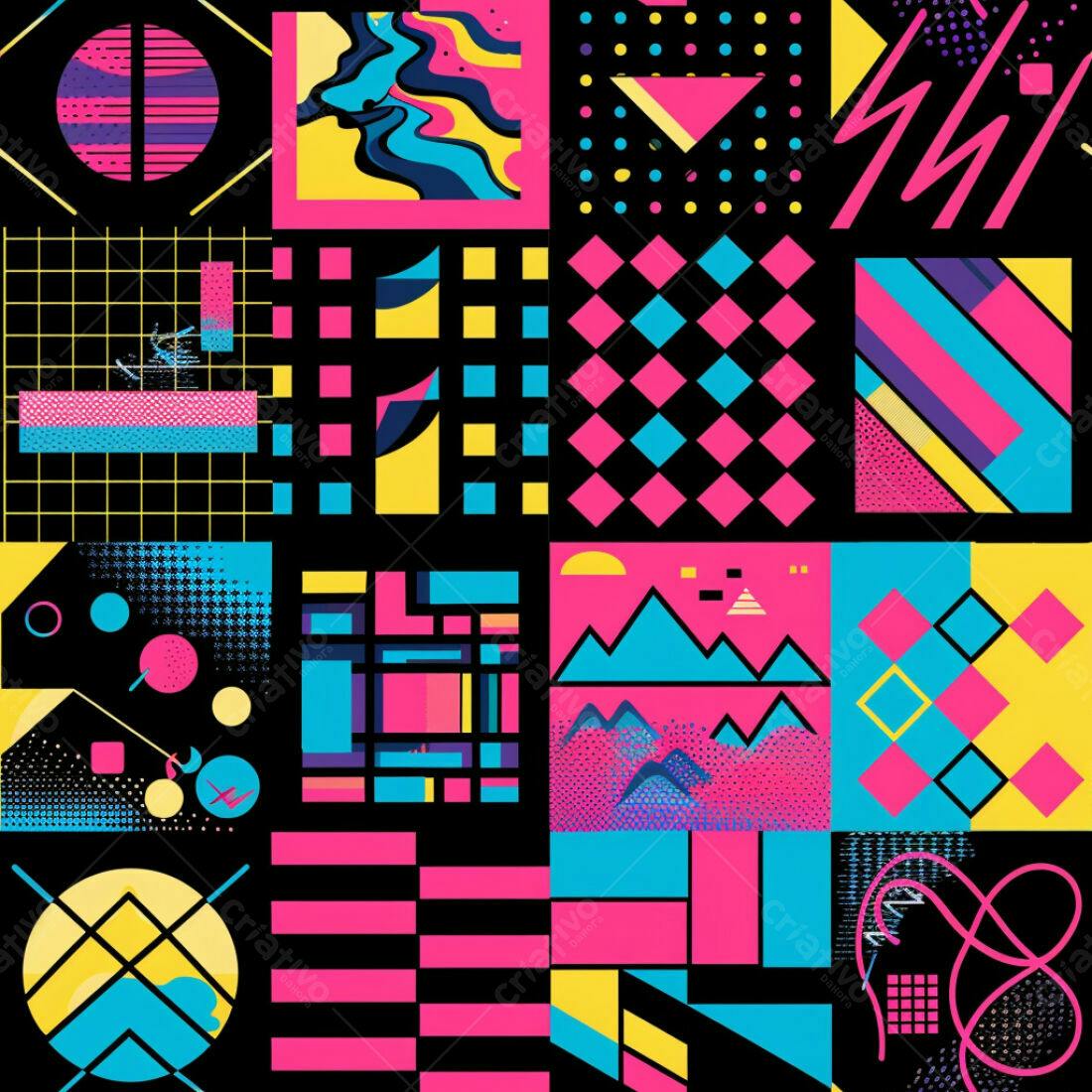 Textura Geométrica Neon para Fundo