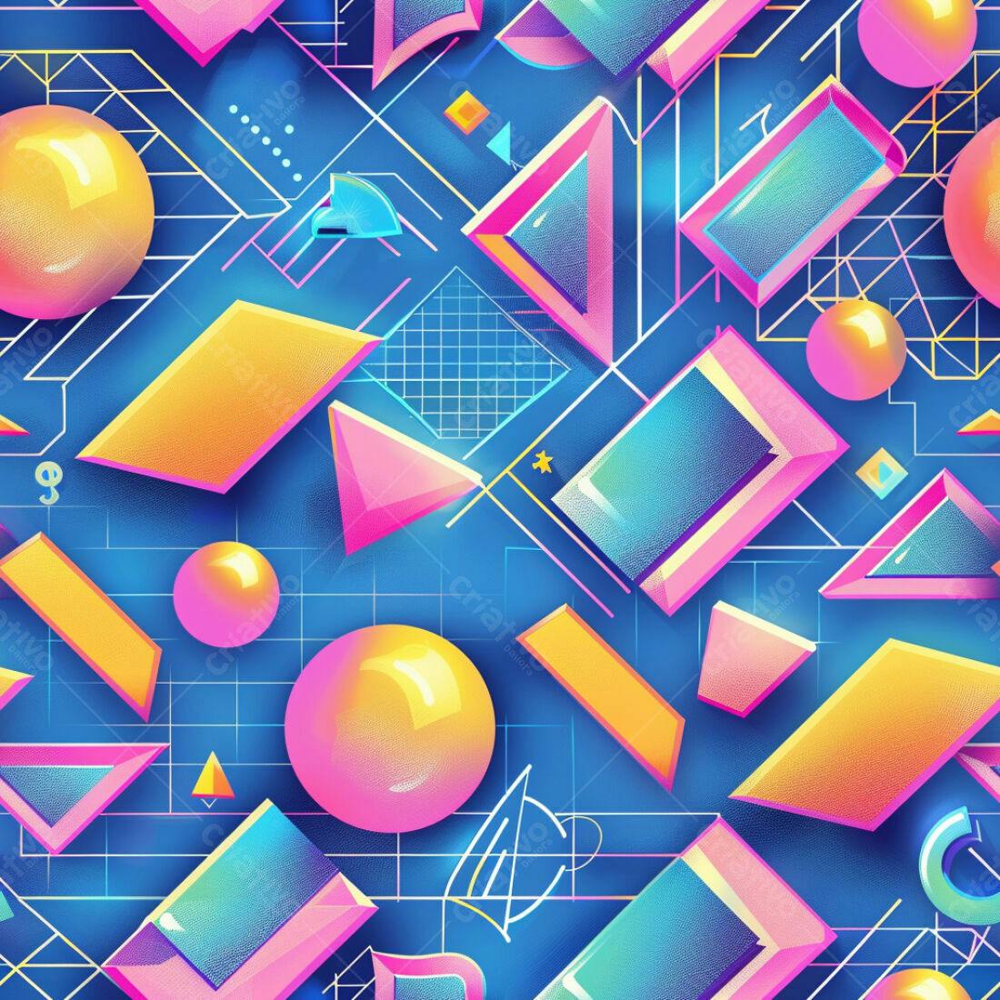 Textura Geométrica Neon para Fundo