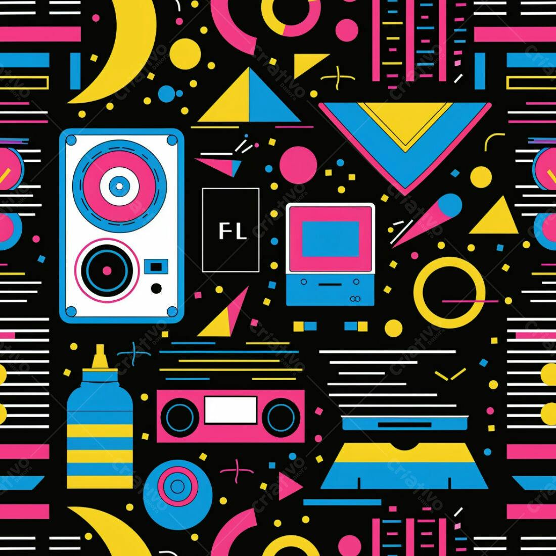 Textura Geométrica 80s para Fundo