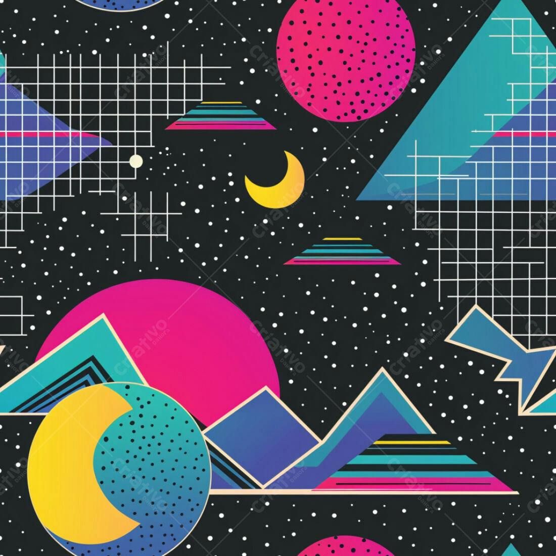 Textura Geométrica Retrô 80s para Fundo