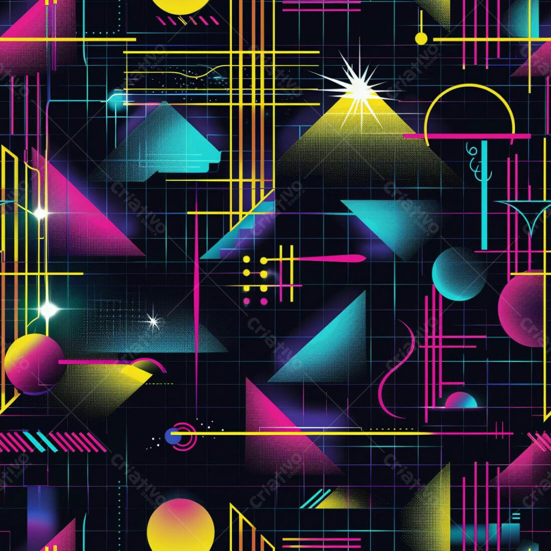 Textura Geométrica Neon para Fundo