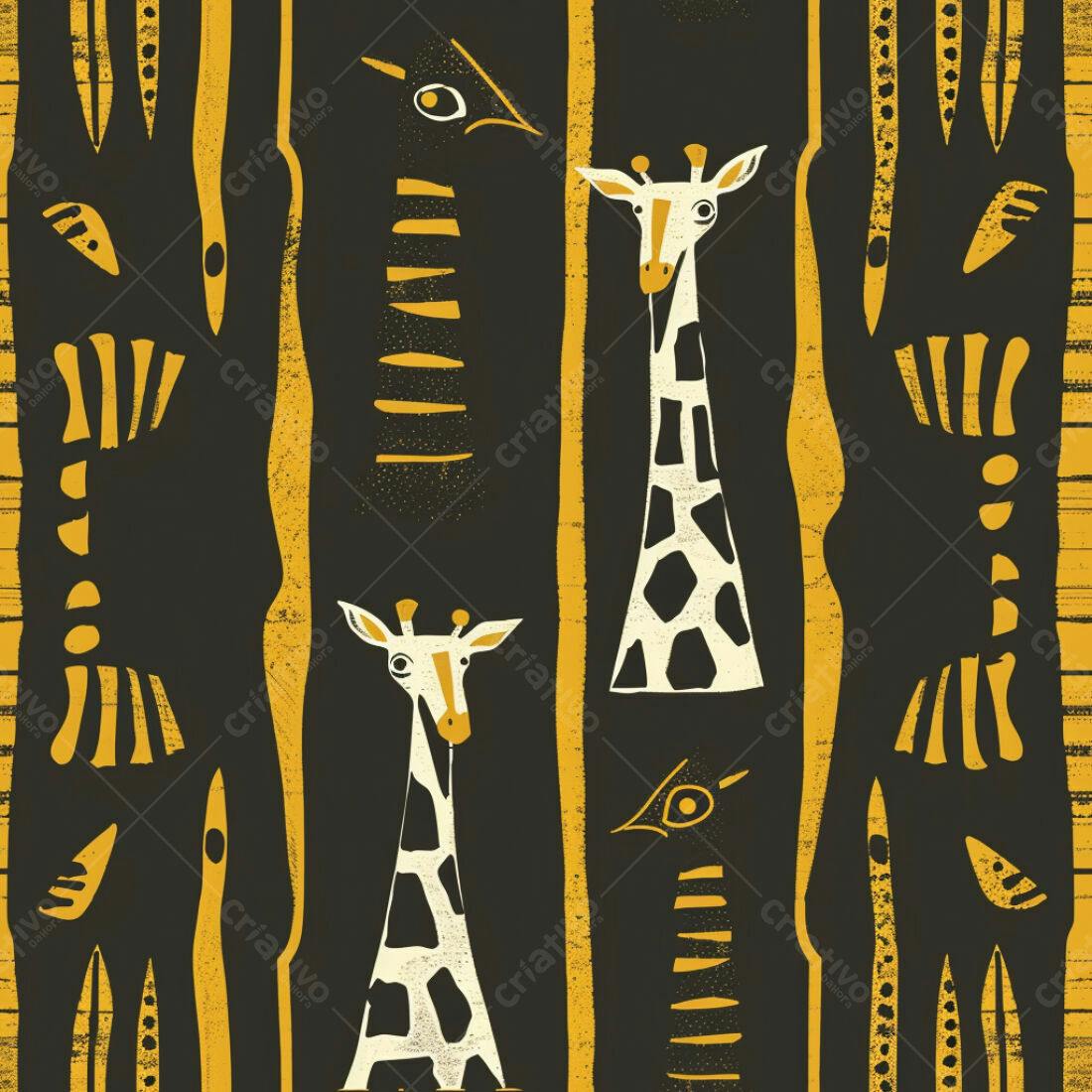 Textura Girafas e Padrões Africanos para Fundo