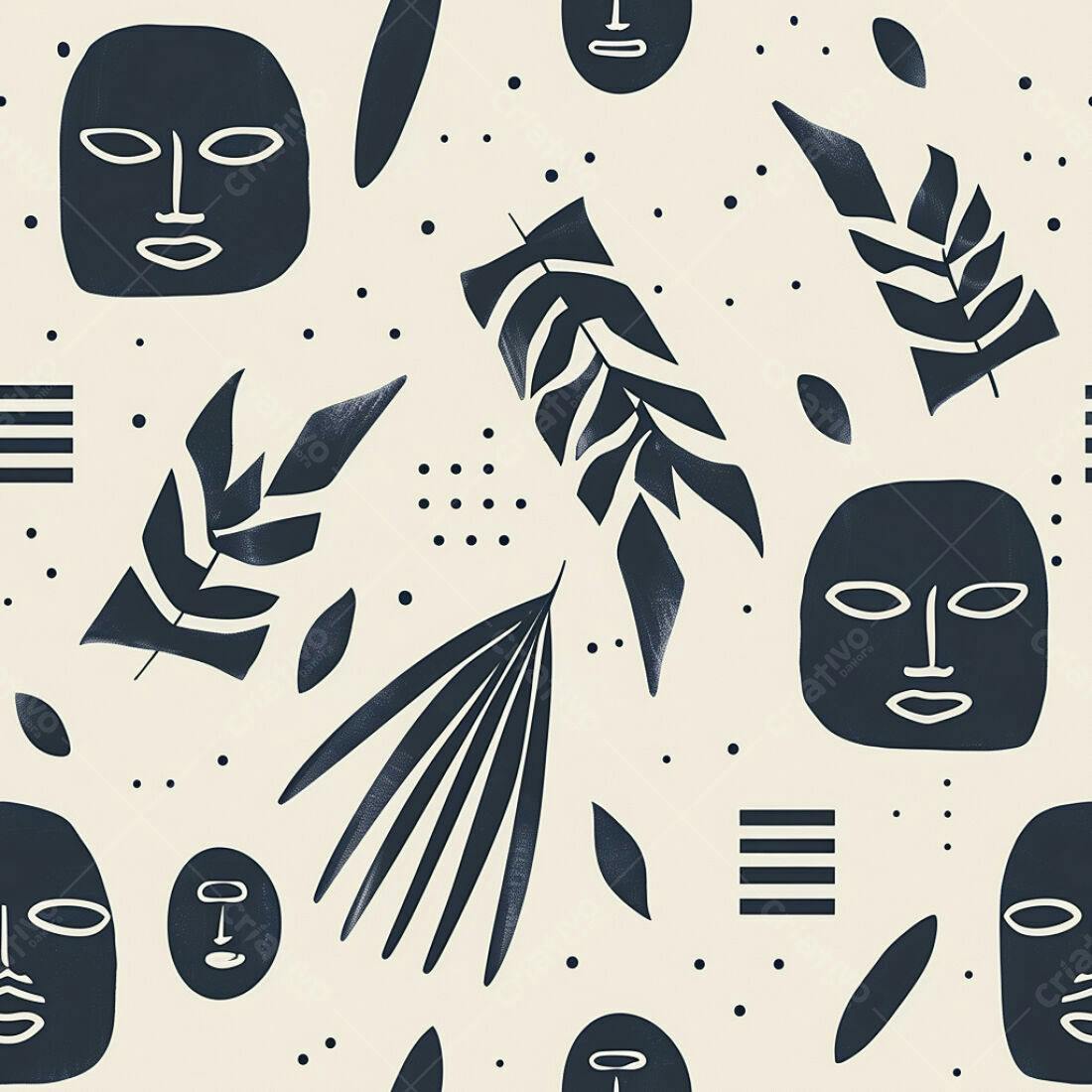 Textura Abstrata Folhas e Máscaras para Fundo