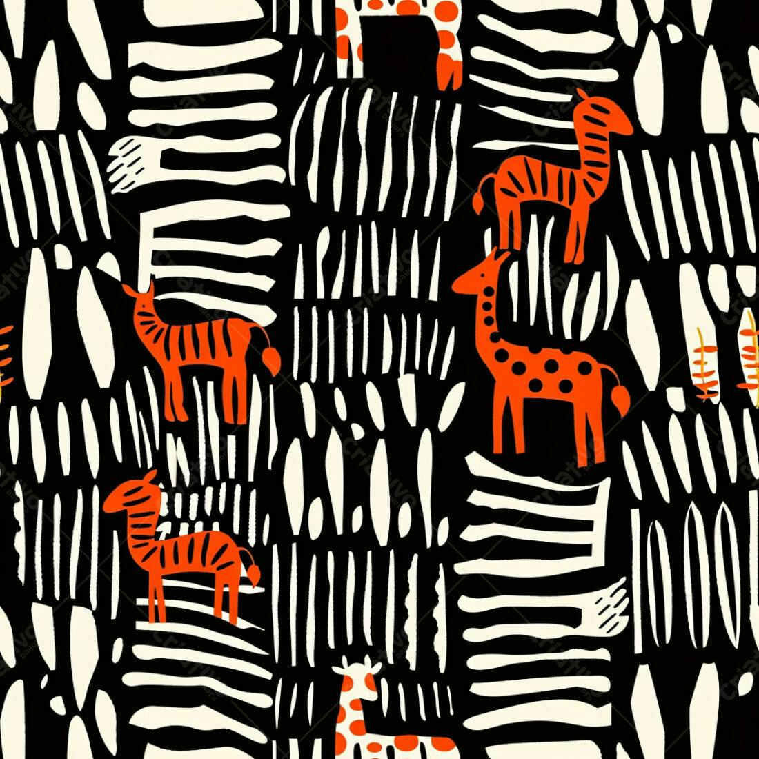 Textura Safari Preto e Laranja para Fundo