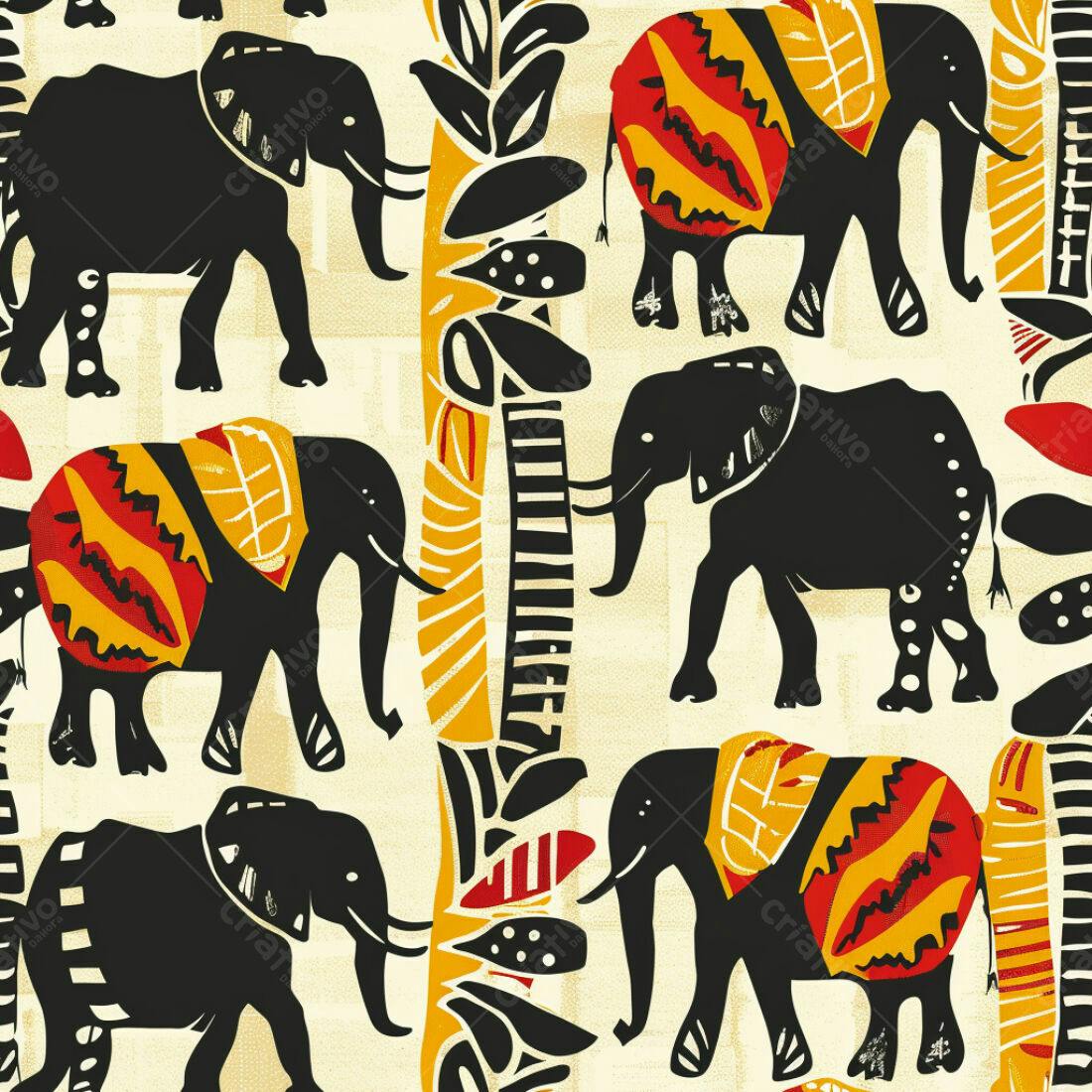 Textura Elefantes Africanos para Papel de Parede