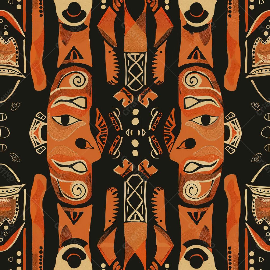 Textura tribal laranja e preta para fundo