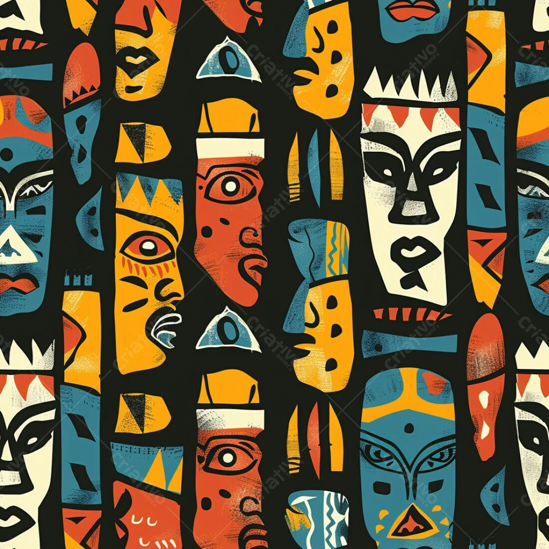 Textura máscaras africanas coloridas para fundo