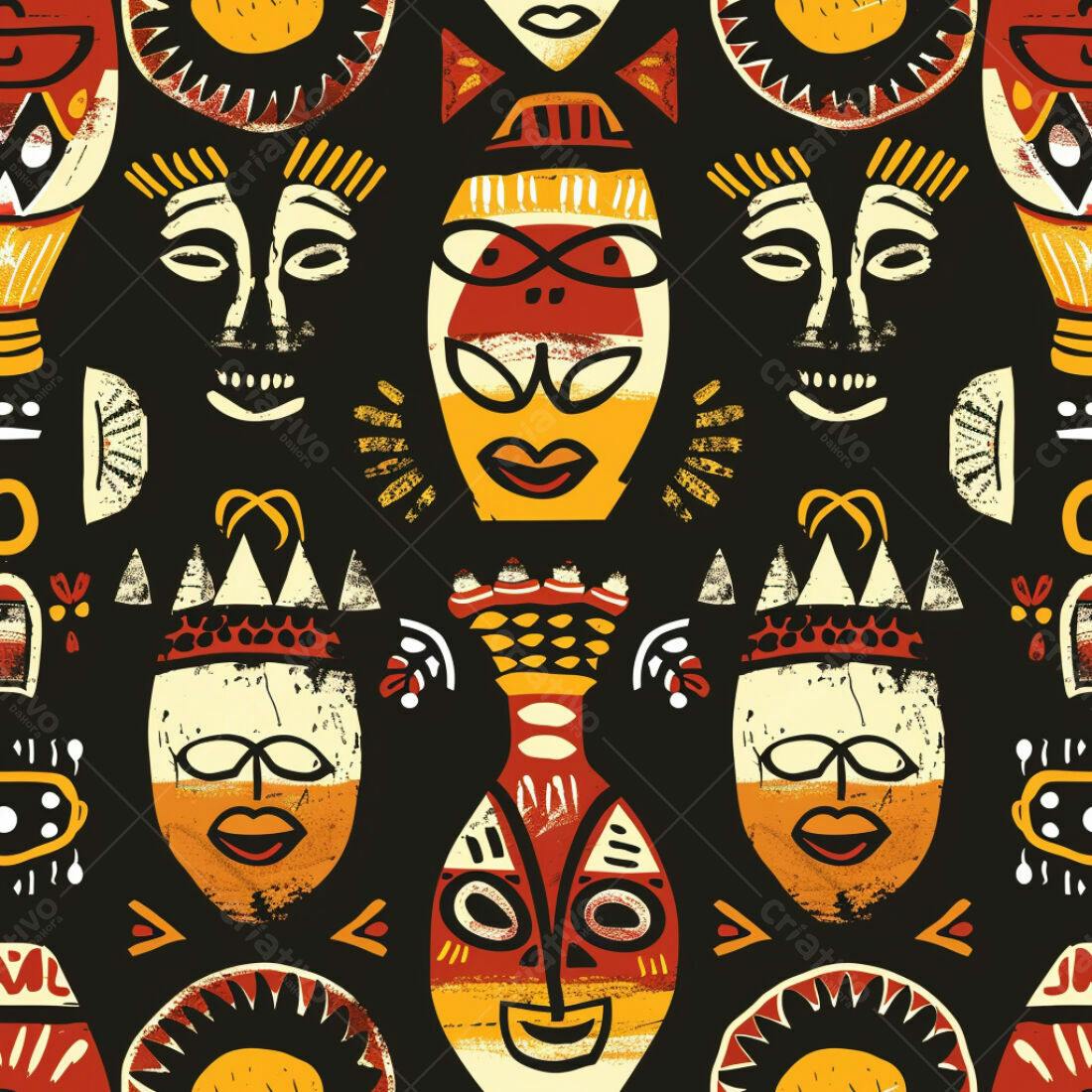 Textura máscaras africanas para fundo étnico
