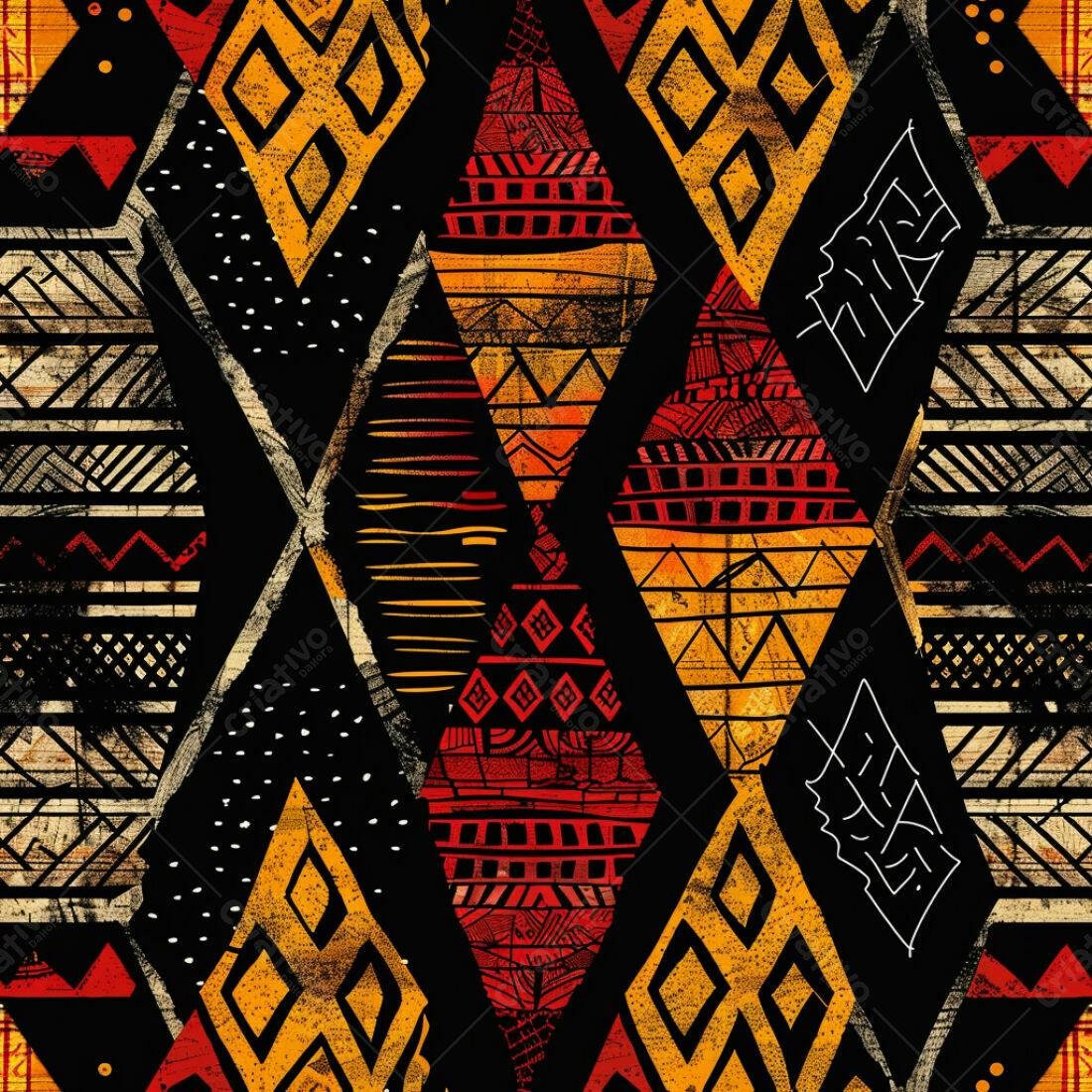 Textura Etnica Vermelha e Amarela para Fundo