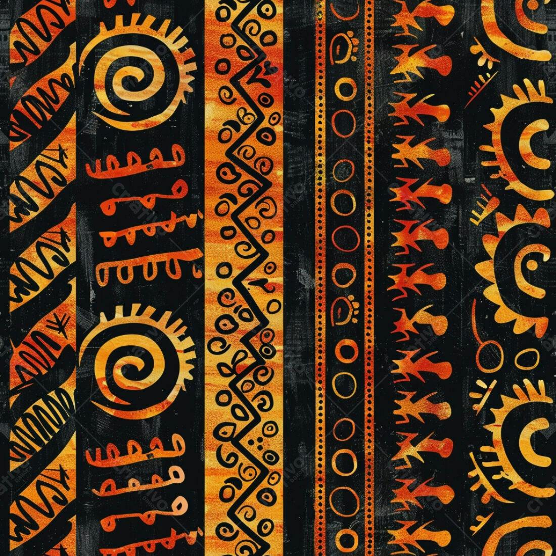 Textura tribal africana laranja e preta para fundo