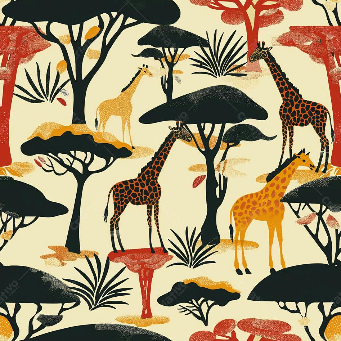 Textura Girafas Safari para Papel de Parede