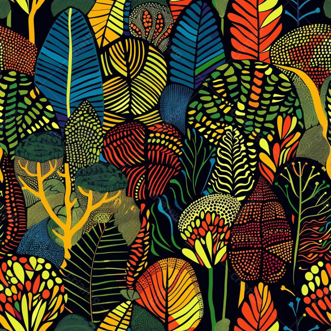 Textura Folhagem Tropical Vibrante para Fundo