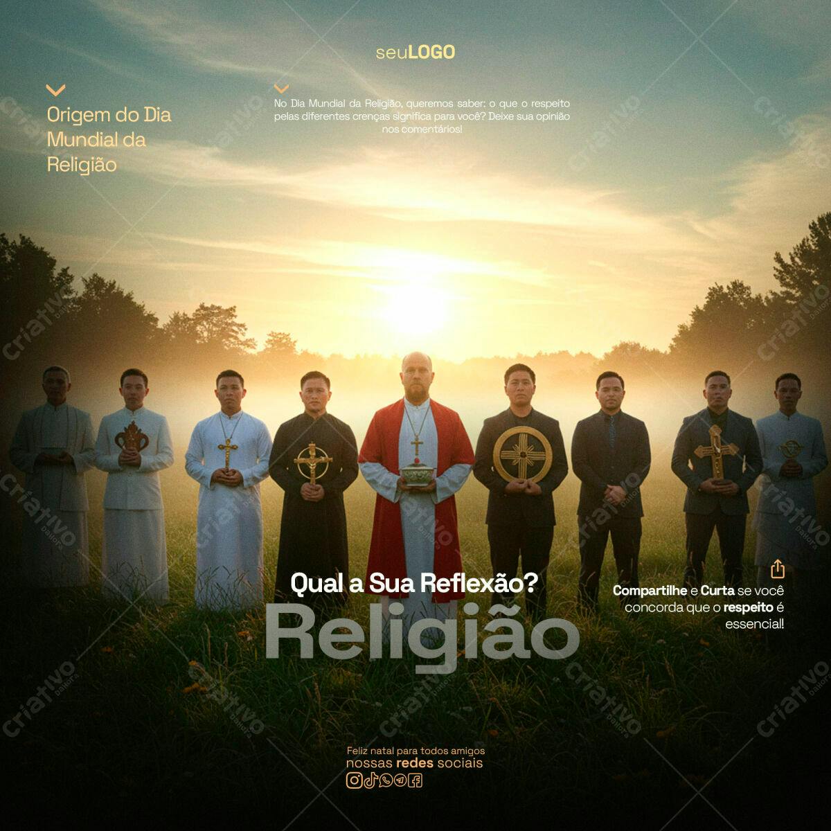 Post para Dia Mundial da Religião PSD Editável