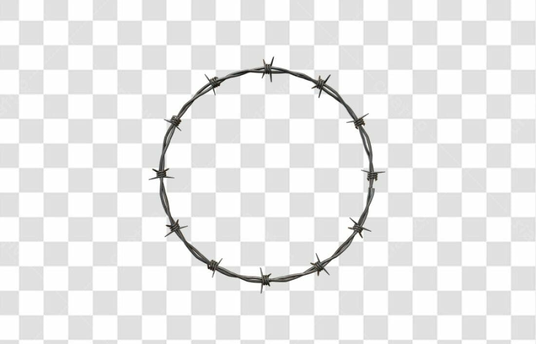 Moldura circular arames farpados PNG com fundo transparente