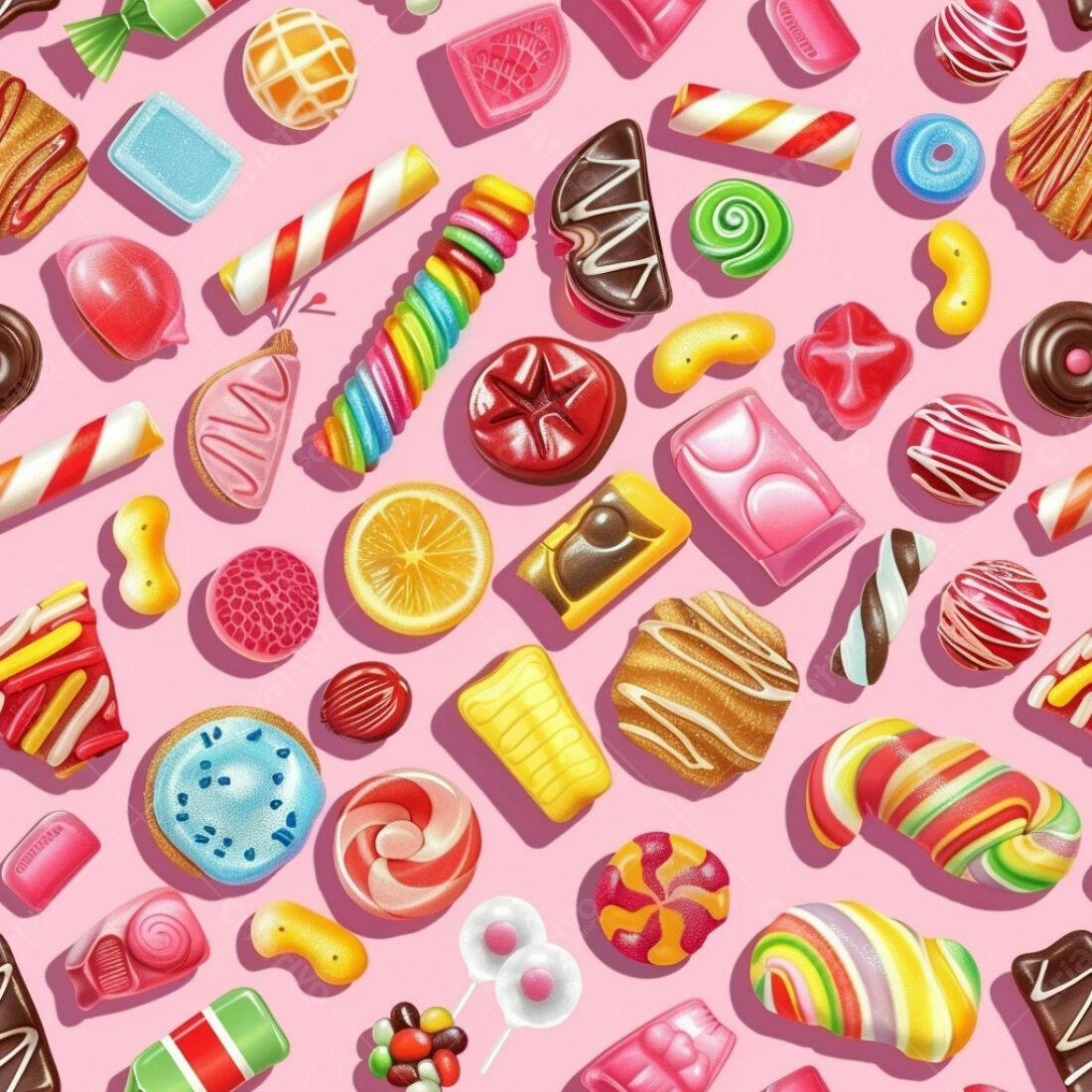 Textura Doces Coloridos para Fundo de Jogo
