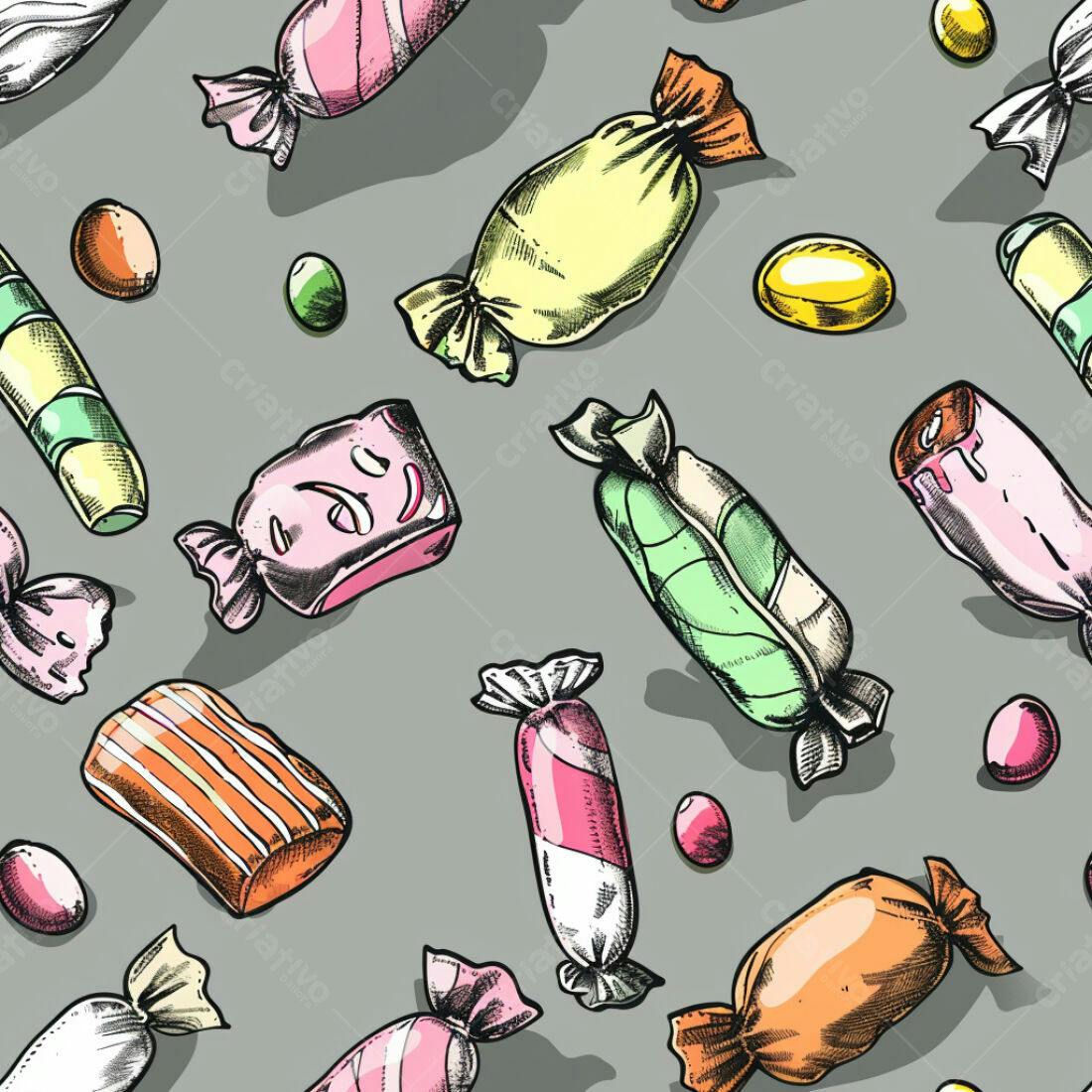 Textura Doces Coloridos para Fundo Repetitivo