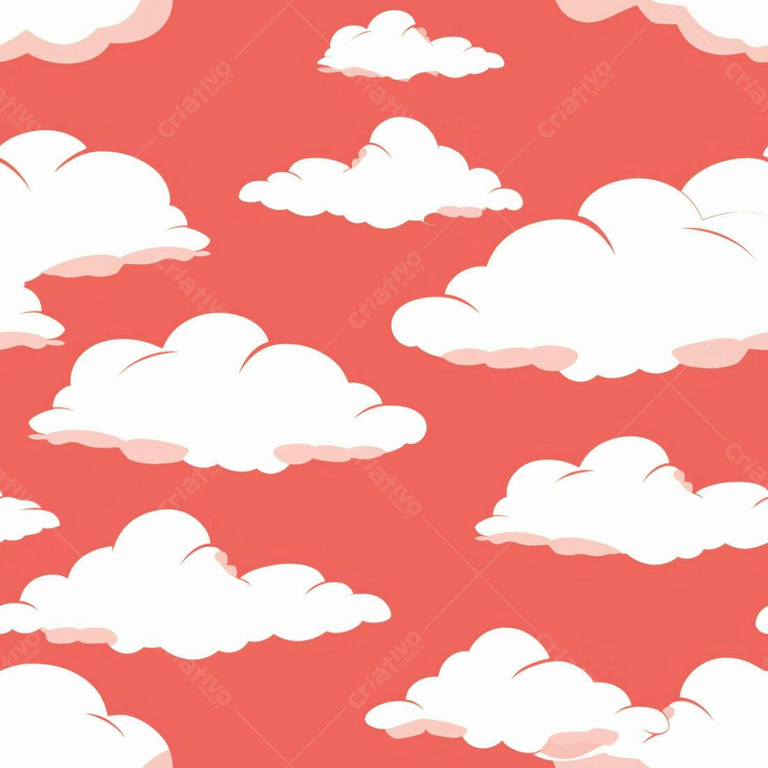 Textura Nuvens Brancas em Fundo Coral para Papel de Parede