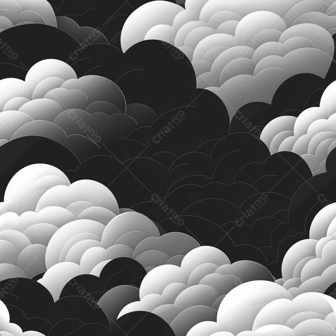 Textura Nuvem Abstrata Preto e Branco para Fundo