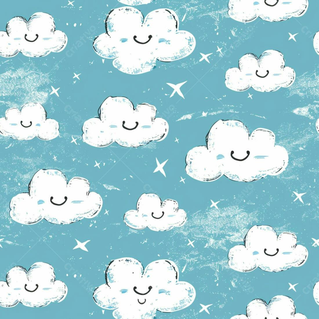 Textura Nuvens Sorridentes para Fundo Infantil