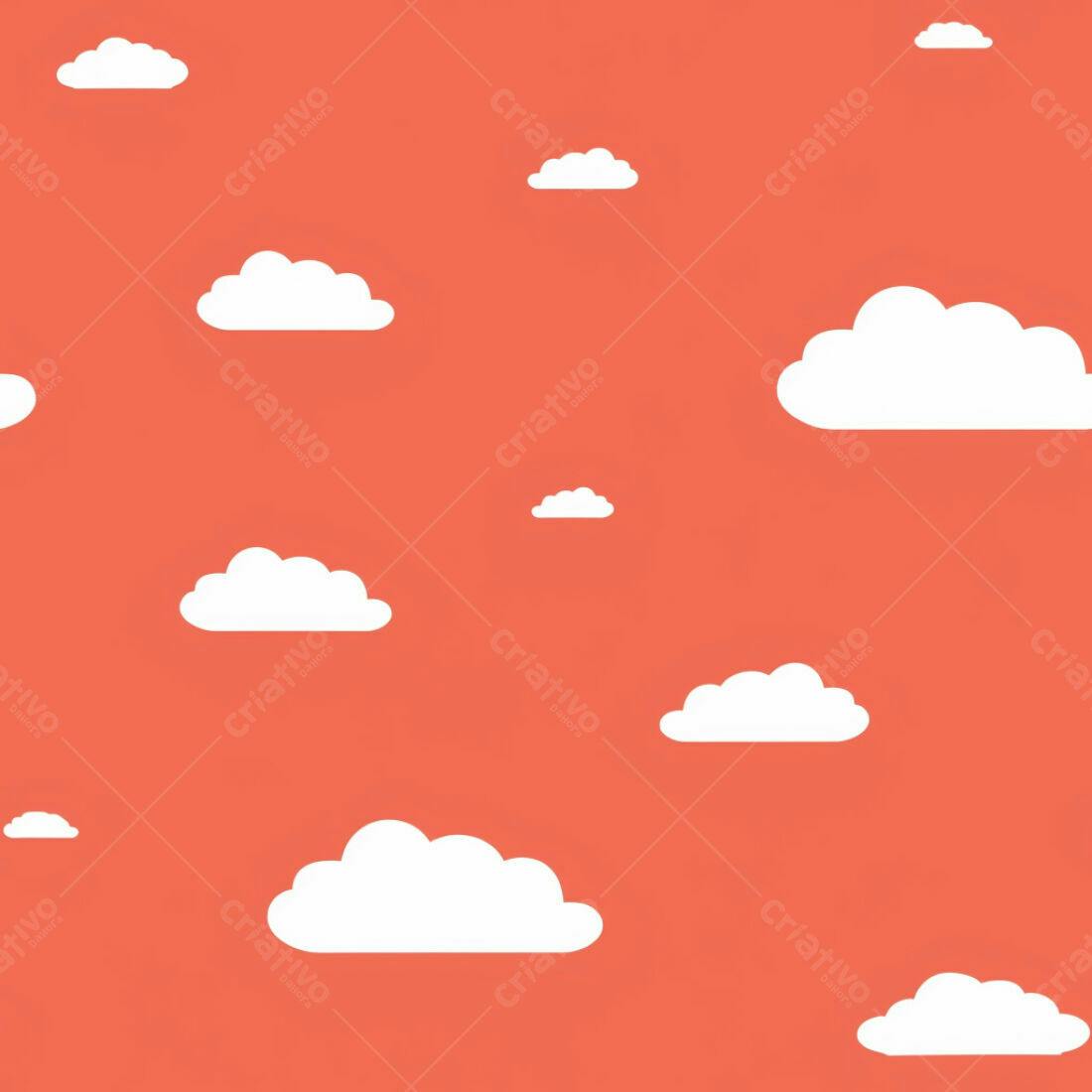 Textura Nuvens Brancas em Fundo Laranja para Papel de Parede