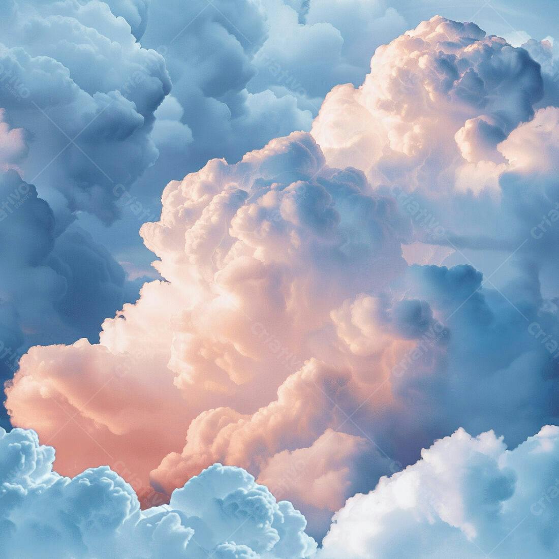 Textura Nuvens Rosa e Azul para Fundo