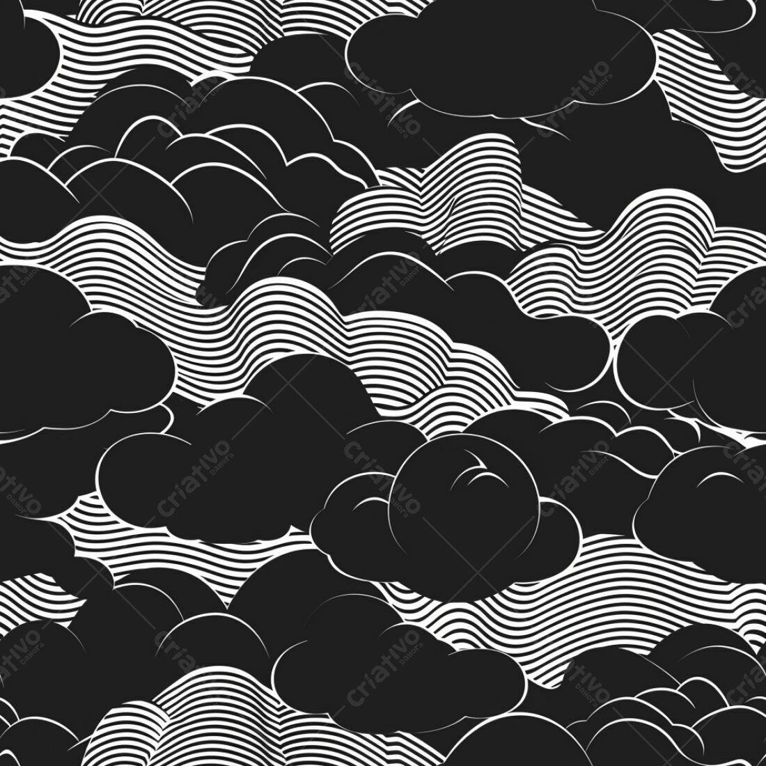Textura Nuvens Abstrato Preto e Branco para Fundo
