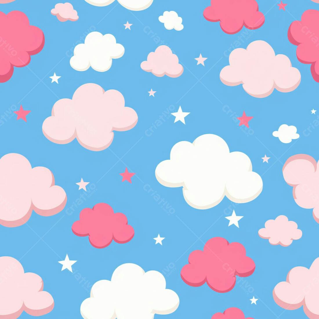 Textura Nuvens Rosa e Branca para Fundo Infantil