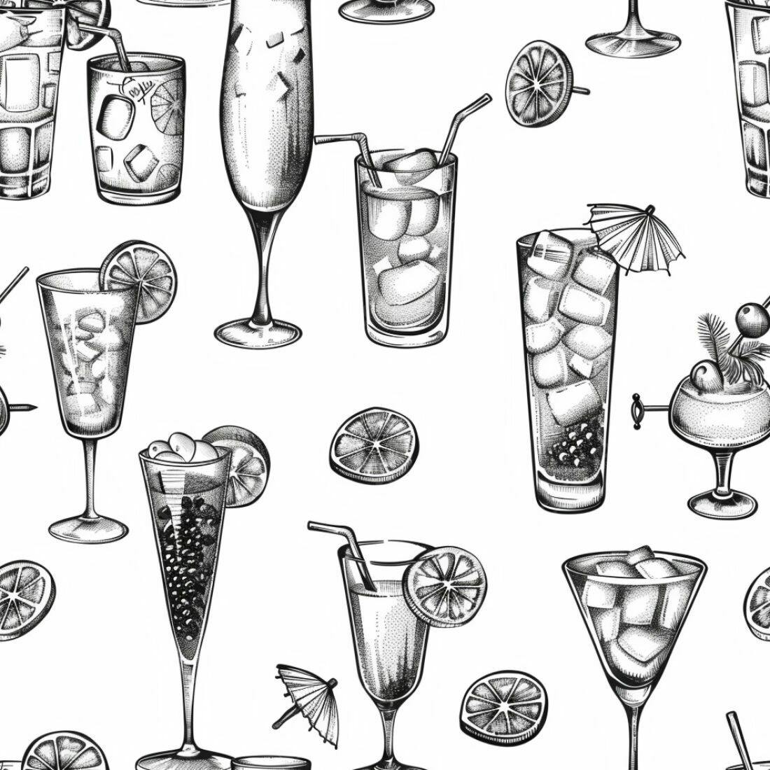 Textura Coquetéis Desenhados para Papel de Parede