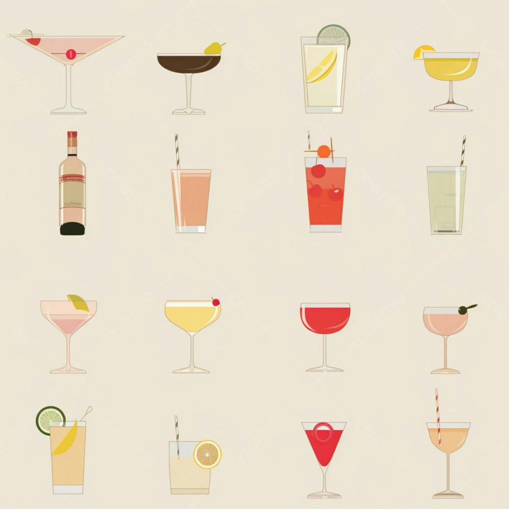 Cocktail pattern high resolution design asset - [download] 125313 ...