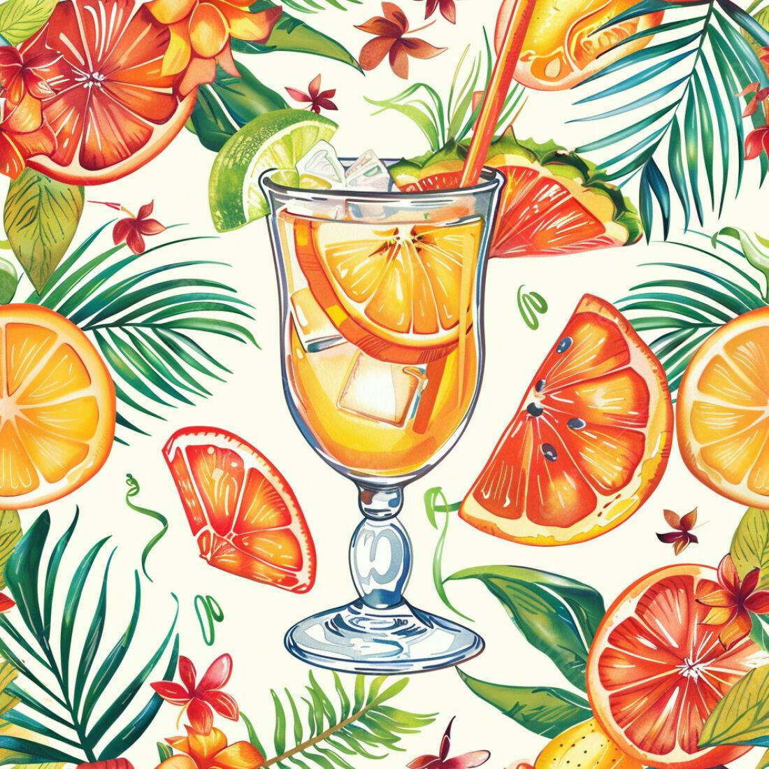Textura tropical frutas e coquetel para papel de parede