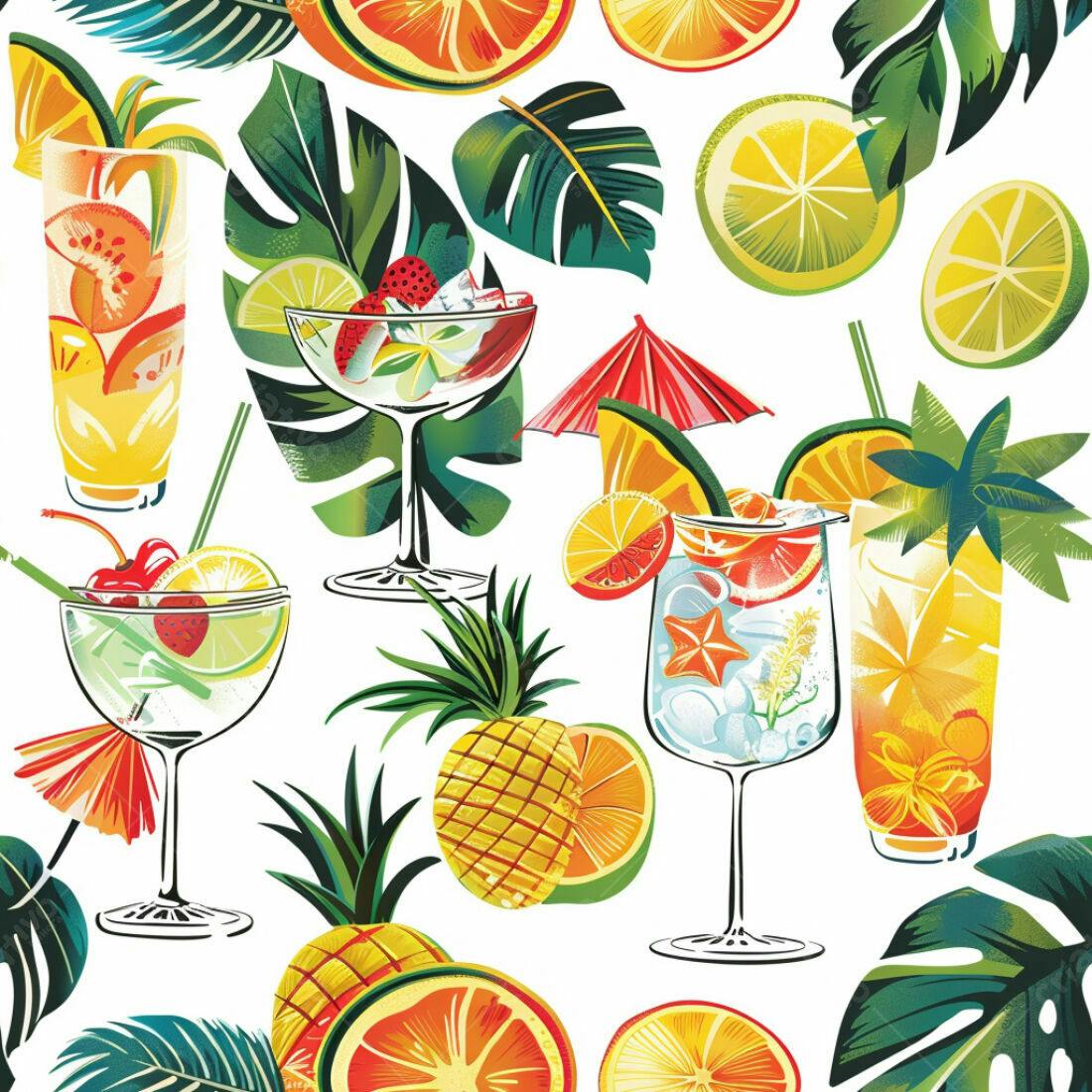 Textura Tropical de Coquetéis para Papel de Parede