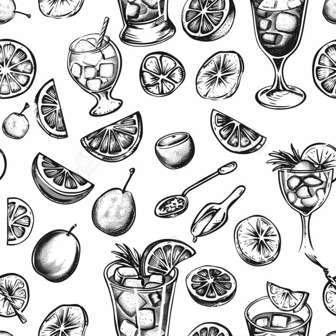 Textura Bebidas e Frutas para Fundo