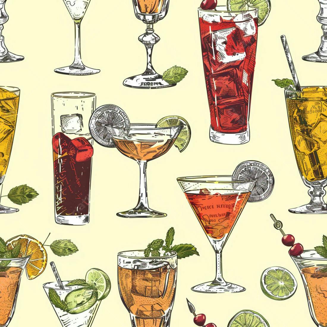 Textura Bebidas Desenhadas para Fundo