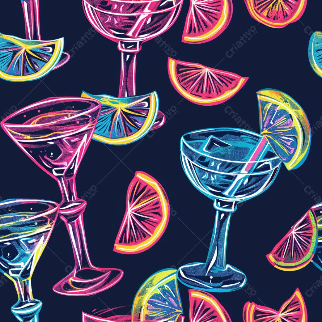 Textura Coquetéis Neon para Fundo