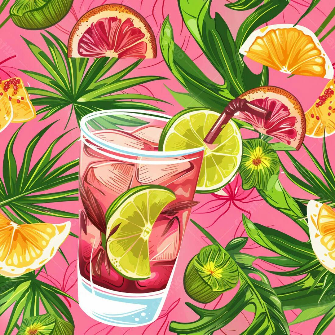 Textura tropical frutas e coquetel para fundo