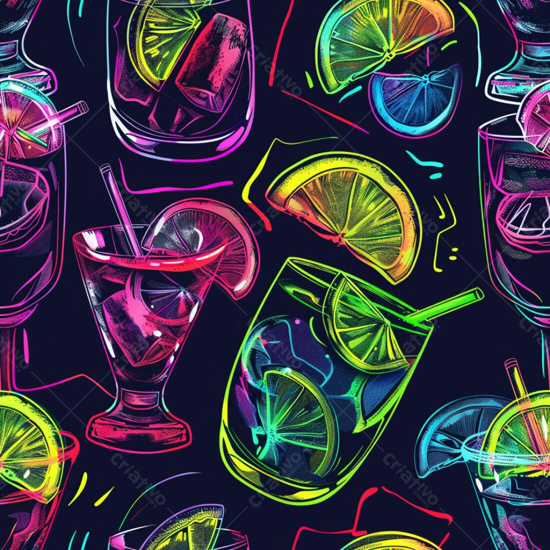 Textura Bebidas Neon para Fundo