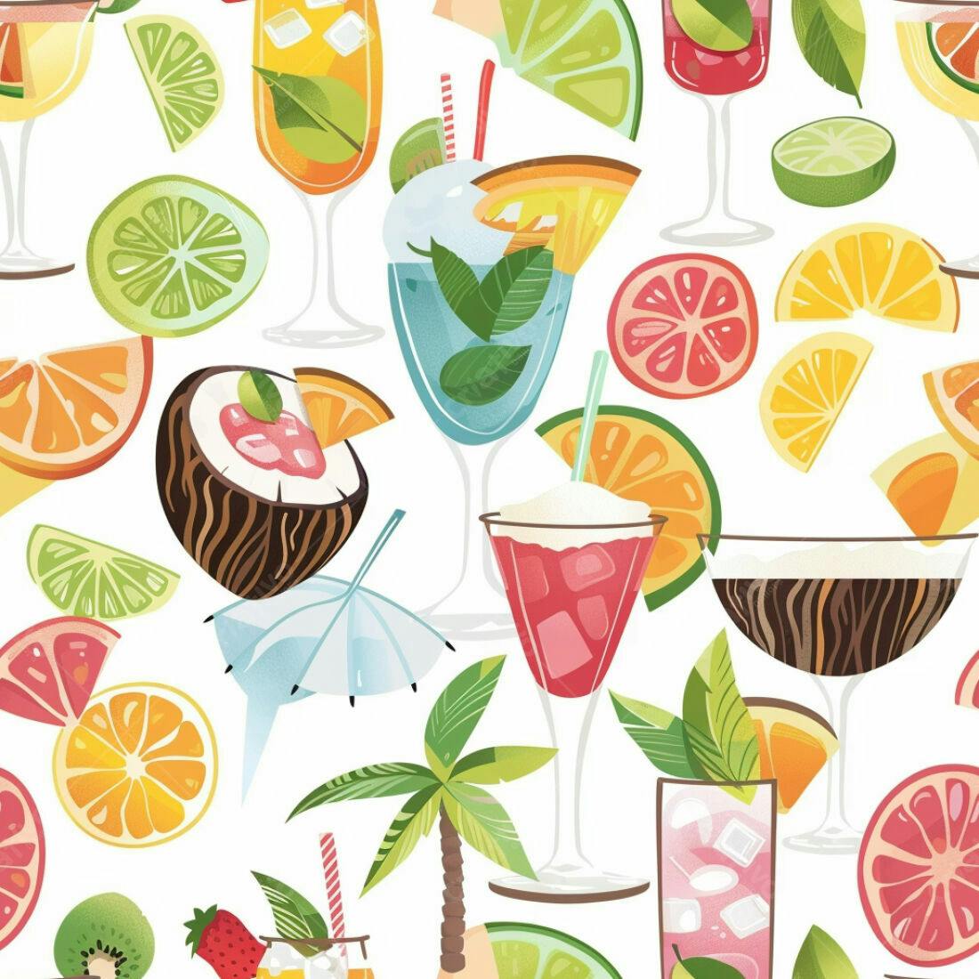 Textura Padrão Tropical Bebidas para Fundo