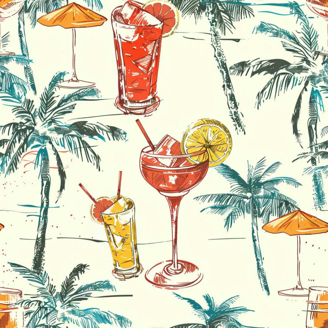Textura Tropical Coquetéis para Papel de Parede