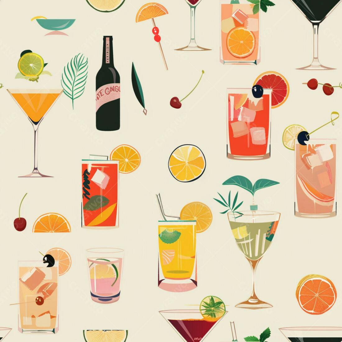 Textura Padrão Bebidas Coloridas para Fundo