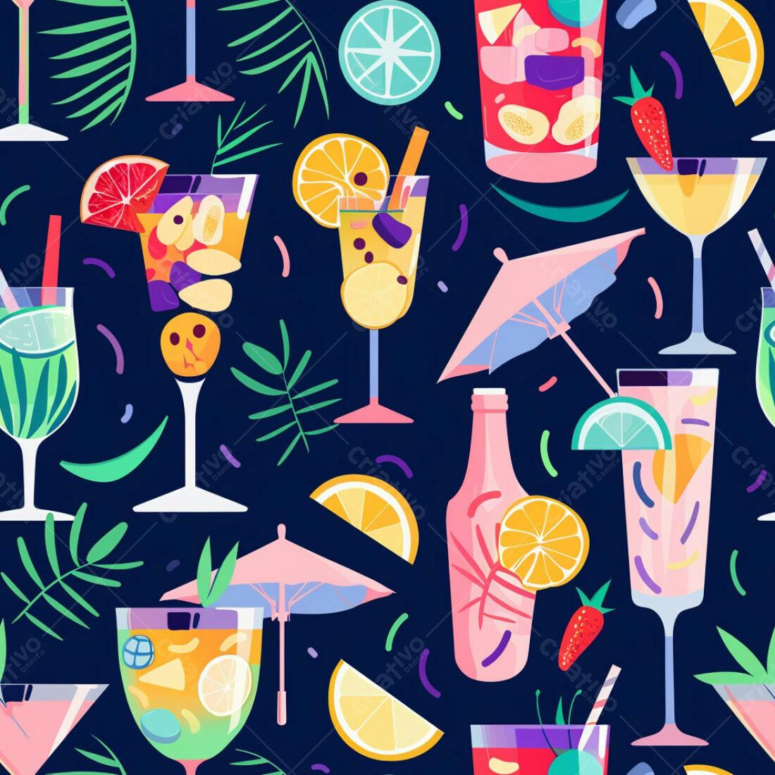 Textura Padrão Bebidas Tropicais para Fundo