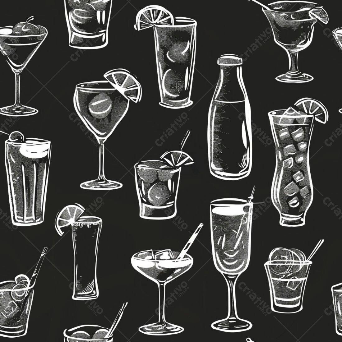 Textura Bebidas em Preto e Branco para Fundo