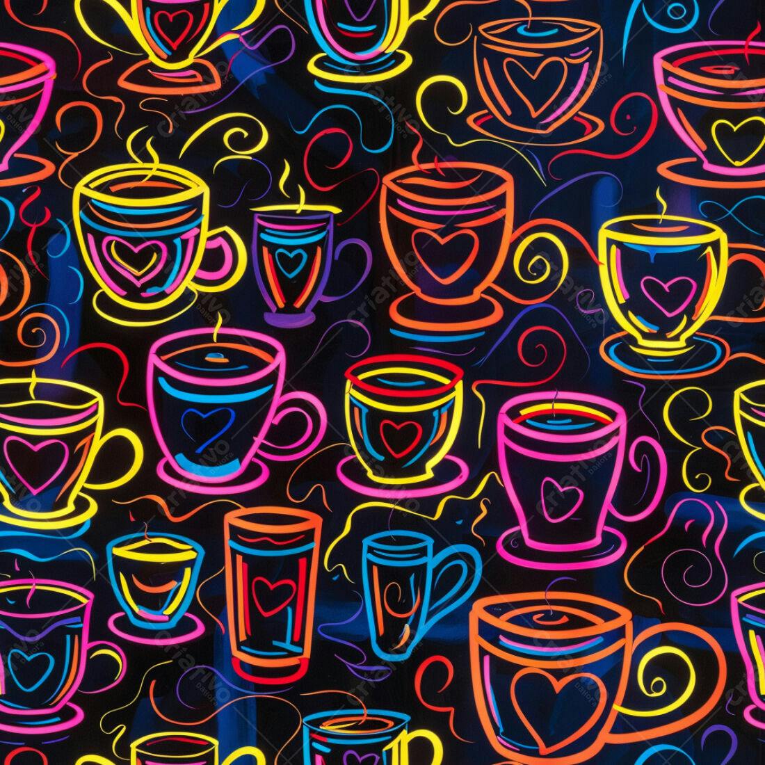Textura xícaras neon coloridas para fundo